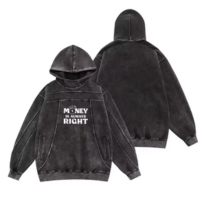 High Quality Acid Wash Hoodie with <b>Drop</b> Shoulder Multi-Pockets Custom Logo Screen Printed Casual Fleece Design Basics Hoodies - Product Image 3