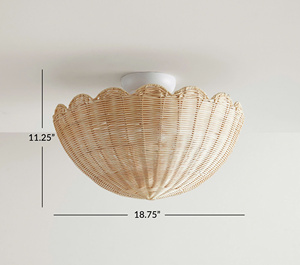New Arrival Handmade Rattan Bell Shape Ceiling <b>Light</b> Cover <b>Boho</b> Style Eco-Friendly Lamp <b>Shade</b> for Living Room Bedroom Decor - Product Image 3