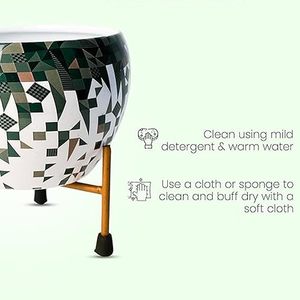 Modern Metal Flower Pot Geometric Pattern Glazed Finish Eco-Friendly Indoor/<b>Outdoor</b> Plant <b>Planter</b> for Home Office Garden Decor - Product Image 1