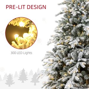 6ft Artificial Prelit Christmas Tree with Warm White LED <b>Lights</b> Snow Flocked <b>Branches</b> Metal Base 7ft/180cm for Decorations - Product Image 5