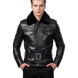 Chaqueta de Cuero Genuino de Cordero Negra para Hombre de Alta Calidad, Chaquetas de Cuero para Hombre, Chaquetas de Cuero Pakistaníes para Hombre de Maximize Wear - Product Image 1