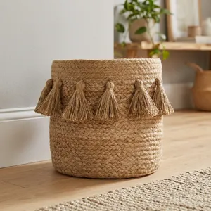 Handwoven Jute Planter Pot Storage <b>Basket</b> <b>for</b> Indoor Plants, Home Decor, Woven <b>Flower</b> Pot Cover, Natural Organizer - Product Image 2