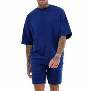 Conjunto Deportivo Casual de Otoño para Hombre, 2 Piezas, Transpirable, Tejido de Punto, Pantalones Cortos para Correr, Camiseta Estampada hasta la Rodilla - Product Image 3