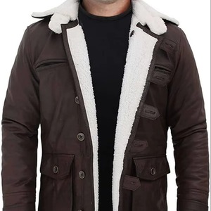 2026 High Quality Breathable Men's <b>Shearling</b> Leather Coats Classic Cold Weather Winter Coat 50% Feather Filled Coated Standard - Product Image 4