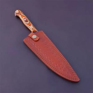 Cuchillo de Chef Personalizado Hecho a Mano Jexmoo con Hoja de Acero de Damasco de 8 Pulgadas, Mango de Madera y Funda de Cuero - Regalo para Chef - Product Image 5