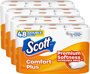 Scott ComfortPlus <b>Toilet</b> Paper, 48 Double <b>Rolls</b>, 231 Sheets per <b>Roll</b>, Septic-Safe, 1-Ply <b>Toilet</b> Tissue - Product Image 1