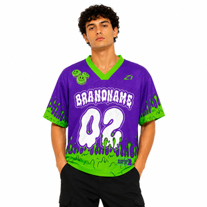 Maillot de football américain tendance personnalisé avec motif Slime, en maille, style streetwear, surdimensionné, pour équipe, sublimation OEM, maillots de sport de football - Product Image 1