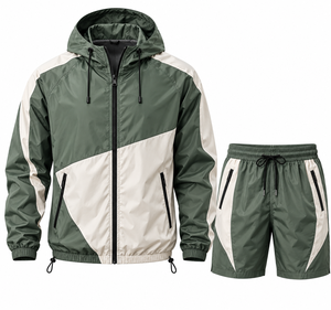 Grace Collection Men's Hooded Quarter-<b>Zip</b> Upper Shorts Set Solid Color Quick Dry Fleece Streetwear Winter Outfit 300g - Product Image 1