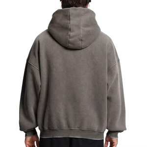 Sudadera con capucha para hombre, personalizada, precio mayorista, estilo urbano, lavado ácido, efecto desgastado por el sol, con cremallera, corte holgado. - Product Image 3