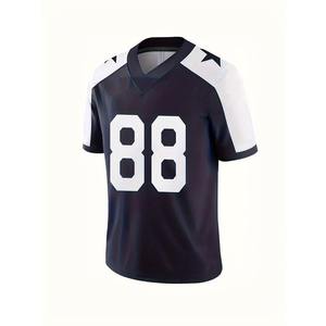 เสื้อรักบี้คุณภาพสูง ปักลายอย่างดี ทรงโอเวอร์ไซส์ ระบายอากาศได้ดี สีดำ เสื้อฟุตบอลอเมริกันแบบกันหนาว ให้ประสิทธิภาพสูง - Product Image 1