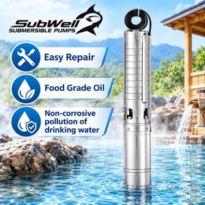 Bomba Sumergible Multietapa de Acero Inoxidable SubWell, 0.5 HP, Salida de 1 1/4 Pulgadas, Motor Eléctrico Monofásico para Tratamiento de Agua Potable - Product Image 1