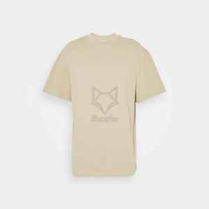 เสื้อยืดแขนสั้นสีเบจสำหรับผู้ชายแบล็คฟ็อกซ์ทรงปกติ คอกลม พิมพ์ลายฟอยล์ เสื้อผ้าฝ้ายลำลอง - Product Image 1