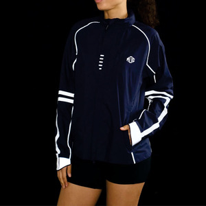 Women Hooded Windbreaker <b>Jackets</b> Track Suit Navy Blue Lightweight <b>Running</b> Shell <b>Reflective</b> Trim Full Zip Custom <b>Jacket</b> for men - Product Image 6