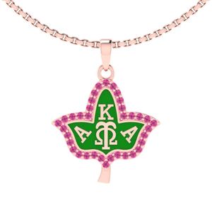 Collier en argent sterling plaqué rose avec feuille de lierre et émail vert, pendentif en cristal pour femme, bijou, accessoire de mode, cadeau élégant, ornement - Product Image 2