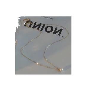 Collier en argent S925 plaqué or avec perle d'eau douce, design simple avec teinte naturelle ronde et impeccable, tendance élégante - Product Image 5