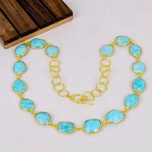 Collar de Amazonita Natural de Forma Irregular con Baño de Oro de 18k sobre Plata de Ley 925 - Product Image 2