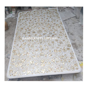 Octagonal Shape Natural White Marble Inlay <b>Table</b> Top With Smooth And Glossy Surface Handmade Flower Design Used For <b>Corner</b> <b>Table</b> - Product Image 4