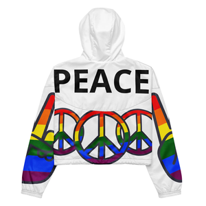 Custom Women Cropped <b>Pullover</b> Windbreaker <b>Jacket</b> Lightweight Quarter Zip White Nylon Rainbow Running Outdoor Women's <b>Jackets</b> - Product Image 2