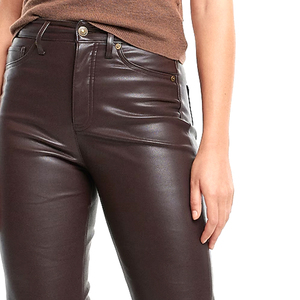 Pantalones de Cuero para Mujer, Corte Regular, Cintura Media, Invierno, Alta Calidad, Precio al por Mayor - Product Image 4