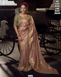 Aabroo <b>Wedding</b> Festive Viscose <b>Tissue</b> Wrinkle-Free Moisture-Wicking Traditional Saree - Product Image 3