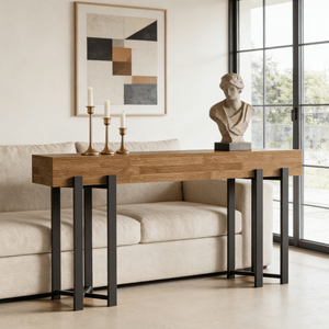 Consolle Lunga Moderna di Lusso in Legno Massello, Arredamento Contemporaneo per Ingresso, Appartamento, Hotel, Soggiorno - Product Image 1