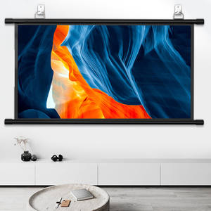 Écran de projection pas cher, écran de projection simple, montage mural ou au plafond avec 2 crochets, 3D, 4K, haute définition, écran portable suspendu - Product Image 2