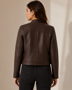 Prestige Collection Micro Intrecciato <b>Leather</b> <b>Jacket</b> Artisan Handwoven Cowhide Luxury Unisex OEM Manufacturer - Product Image 3