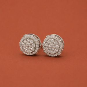 S925 Moissanite Round <b>Halo</b> <b>Earring</b> with Clustered Brilliant Design - Product Image 3