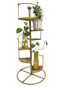 Support mural flottant en métal doré de qualité supérieure, écologique, avec revêtement en poudre, pour plantes d'intérieur et d'extérieur, empilable, en fer. - Product Image 4