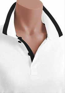 Polo de Manga Corta Blanco para Hombre, Corte Regular, 100% Algodón Piqué, Ribete en Contraste, Diseño Casual de Color Sólido con Cuello Redondo - Product Image 6