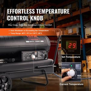 Stufa a Cherosene ad Aria Forzata ad Alta Efficienza Energetica 175000 BTU con Termostato, Serbatoio da 13,2 Galloni, Portatile e Robusta per Riscaldamento Ambienti - Product Image 3