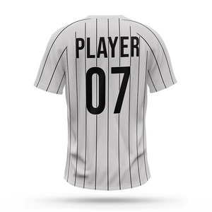 Men's Baseball Jersey Striped V-Neck Short Sleeve 100% <b>Polyester</b> Breathable Sublimated Print Regular Fit Adult All Seasons - Product Image 3