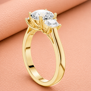 Anillo de Diamantes con Corte Baguette y Tres Piedras, Anillo de Compromiso de Oro Amarillo, Joyería Nupcial Elegante, Regalo de Aniversario - Product Image 2