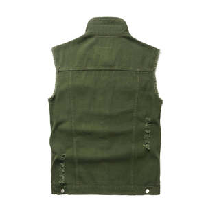 Gilet en jean personnalisé respirant de haute qualité au design unique pour homme, sans manches, look décontracté, streetwear. - Product Image 5