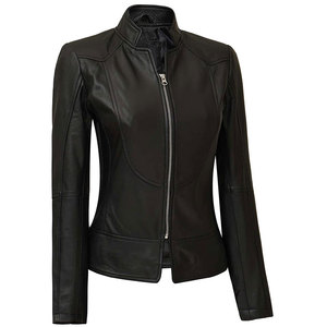 Women Classic Leather <b>Jacket</b> Genuine Leather Motorcycle <b>Biker</b> Coat Premium Fashion Outerwear OEM Wholesale Supplier - Product Image 2