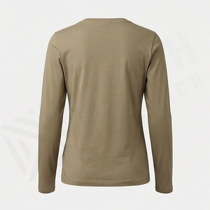 เสื้อยืดคอกลมแขนยาวสีตามสั่งสำหรับผู้หญิง ผ้าฝ้ายออร์แกนิคหรูหรา ผ่านการซักก่อนส่งมอบ มาตรฐาน GOTS เนื้อผ้านุ่มพิเศษ ทรงคลาสสิก - Product Image 2
