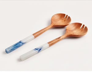 Ensemble de couverts en bois royal, 2 pièces, avec manche en résine, meilleurs couverts, parfaits pour la cuisine et la table à manger. - Product Image 1