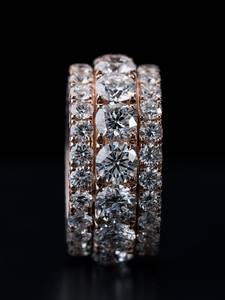 Anillo de Diamantes Cultivados en Laboratorio en Oro Rosa, Corte Brillante Redondo, Ajustable, Joyería para Aniversario de Bodas para Mujer - Product Image 3