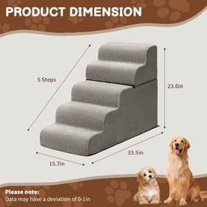 5 <b>Step</b> Dog Stairs for High Beds Non-Slip Removable Washable Cover Pet Ramp for Indoor & Outdoor Use for <b>Small</b> Dogs & Cats - Product Image 2