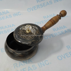 Handcrafted Iron Incense Burner with Wooden Handle <b>Decorative</b> Resin Incense Holder Home Meditation <b>Decor</b> - Product Image 2