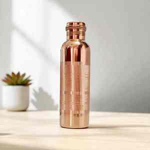 Bouteille d'eau en cuivre, design minimaliste, portable, pour les voyages, finition cuivre pur, couleur or rose, bouteille d'eau en cuivre pur - Product Image 3