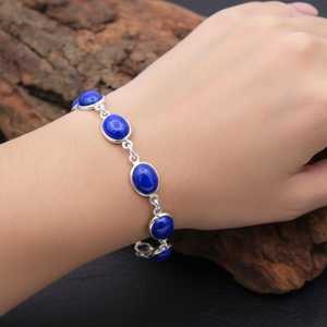 Pulsera Vintage de Lujo con Lapislázuli, Plata de Ley 925, Chapado en Oro de 14K, Cadena Delicada con Piedra Azul, Joyería de Piedra de Nacimiento, Regalo para - Product Image 2