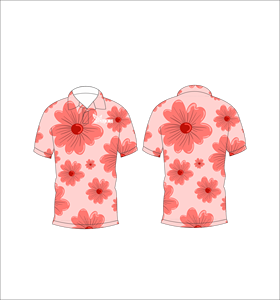 Polo pour homme rose à fleurs, imprimé sur toute la surface, manches courtes, décontracté, pour le golf - Product Image 1