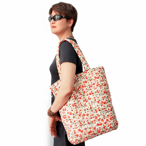 New Arrivals Digital Printing Polyester Custom Cotton Quilted Puffy Handbag Tote <b>Bag</b> with Custom Printed logo Zipper - Product Image 1