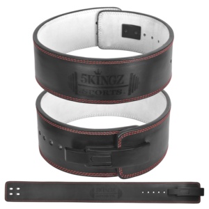 Ceinture de musculation unisexe 5Kingz Sports en cuir respirant de 10 mm avec boucle en acier inoxydable robuste pour l'haltérophilie et la force athlétique - Product Image 1