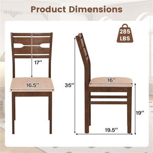 Ensemble de 2 chaises de salle à manger en bois massif, style farmhouse, sans accoudoirs, avec dossier creux et sièges rembourrés - Product Image 4