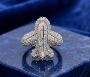 Anillo de Moissanita con Diseño de Avión, Banda Pavé de Cubitos de Hielo, Joyería de Avión, Anillo de Declaración para Mujer, Regalo para Fiesta - Product Image 3