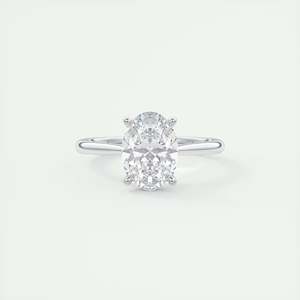 Anillo de compromiso solitario con diamante ovalado de 2.00 quilates cultivado en laboratorio, engaste de catedral con puntas, elaborado en oro blanco de 14k - Product Image 3