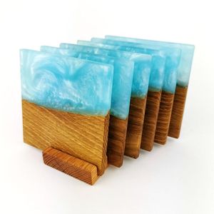 High on Demand Durable Resin Wood Coasters Set for Long-Lasting <b>Table</b> <b>Protection</b> and Decoration Premium Finish Wood Coaters Set - Product Image 2