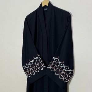 Abaya noire en rayonne, longue, à manches longues, ample, modeste, brodée, pour les fêtes et la prière, ODM - Product Image 5